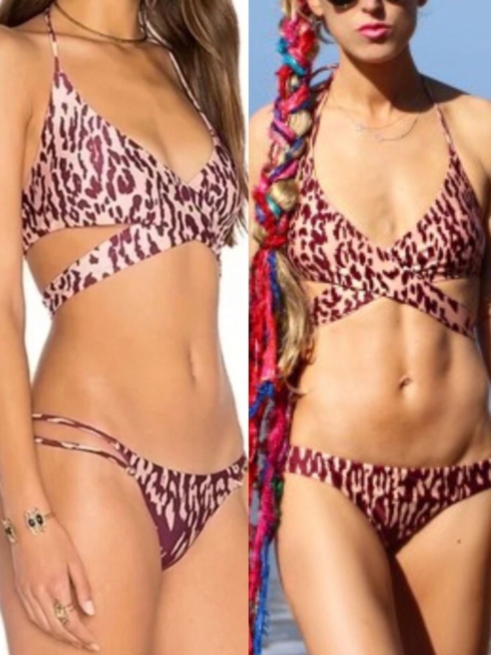 Vix Paula Hermanny Bali Leopard Two Piece Brazilian String Cheeky Bikini Set